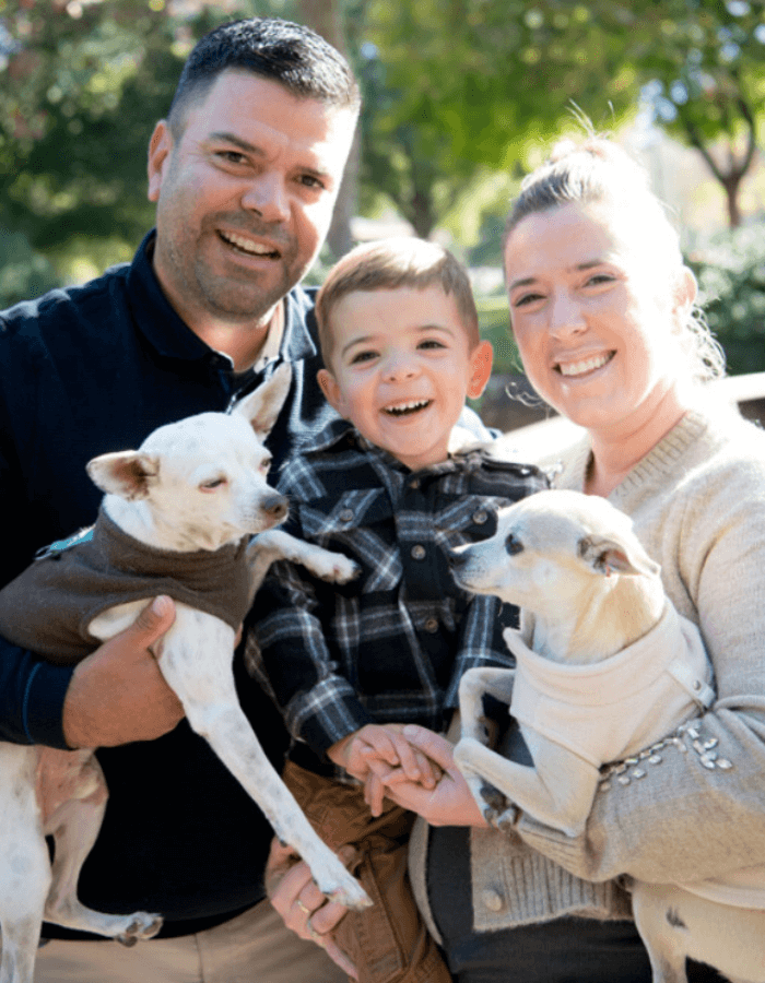Dr. Amanda Bloomberg with family and pets